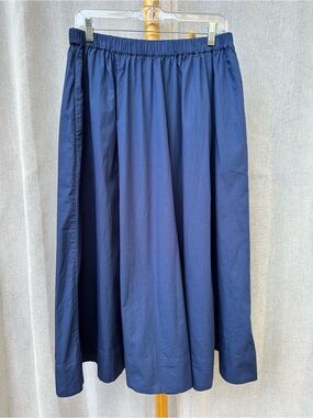 Free People Navy A-Line Midi Skirt